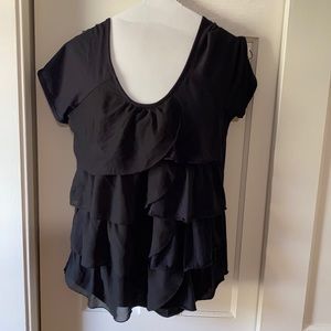 Black frilly French Landry dress shirt